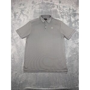 CHASE54 Polo Shirt Mens Large Gray Stripe Golf Performance Stretch Logo